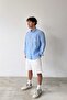 Daily Embroidered Striped Blue Poplin Oversize Shirt - 3