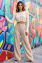 Low-Cut Crop Knit Sweater with Ripped Detail, Long Sleeves, Slim Fit - Ecru - 5