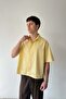 Basic Oversize Yellow Poplin Crop Shirt