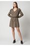 Women's Leopard Patterned V-Neck Stylish Dress with Elastic Waist - 6