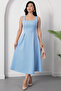 Square Neck Sleeveless Crepe Dress 2026-4558 - 3