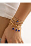 5Pcs Gold Tone Evil Eye Bracelet Set with Crystal Chain Stackable Chain for Women - 5