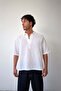 V-Neck White Linen Shirt