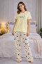 Women's Short Sleeve Printed Cotton Pajamas Set - 2