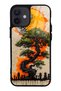 iPhone 12 Mini Glossy Phone Case with Pagoda Silhouette Design