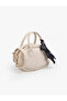 Wrinkle Textured Black-Wrinkle Textured Cream Shk289 Set Faux Leather 2-Piece Hand and Shoulder Bag Set - 7