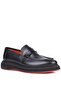 - Black Genuine Leather Laceless Men's Casual Shoes 250-2575 - 2