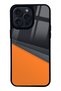 iPhone 14 Pro Max Glossy Phone Case with Orange Cross Design