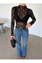 High Collar Lace Blouse - Black - 2