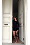 Draped Skirt Mini Dress - Black