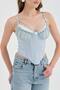 Women's Lace Detailed Bustier Design Corset Crop with Gathered Details - 5