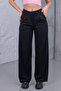Women's Draped Palazzo Black Trousers - 2