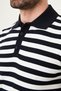 Striped Slim Fit Polo Collar Men's Knitwear T-Shirt Navy Blue - 11582.26Y - 2