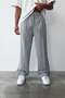 Pleated Baggy Fit Fabric Gray Trousers
