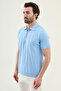 Patterned Slim Fit Polo Collar Zippered Men's Knitwear T-Shirt Blue - 11585.26Y - 3