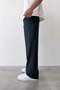 Pleated Baggy Fit Fabric Navy Blue Trousers - 2