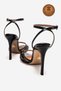 Genuine Leather Women's Open Toe Design Thin Heeled Shoes Black Patent Leather Pronade - 4