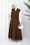 Brown Skirt Blouse and Vest Three-Piece Islamic Dress Dpft007