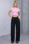 Women's Draped Palazzo Black Trousers