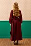 Burgundy Crepe Corsage Detail Dress - 4