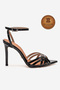 Genuine Leather Women's Open Toe Design Thin Heeled Shoes Black Patent Leather Pronade