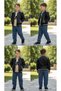 Cmk 70535 Boy's Leather Jacket T-Shirt Pants Elastic Waist 3-Piece Set 5-6-7-8-9-10-11-12 Years Old - 2