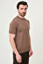 Plain Slim Fit Crew Neck Men's Knitwear T-Shirt Milky Coffee - 11583.26Y - 3