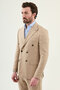 Straight Slim Fit Wide Collar Double Breasted Pocket 100% Linen Men's Jacket Mink - 41488.26Y - 7
