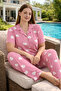Large Size Women's Short Sleeve Milan Fabric Pajama Set 50501-2517 Pink04 - 4