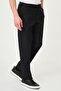 Straight Slim Fit Men's Trousers with Drawstring and Stitching Detail Black - 38348.26Y - 3
