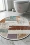 Round Multi-Purpose Bathroom Mat Non-Slip Base Foot Mat 50X50 Modern Patterned Soft Base - 2