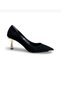 Gold Heel Vegan Leather Evening Dress Shoes with Gold Stones on the Toe - 3