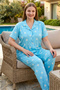 Plus Size Women's Short Sleeve Milan Fabric Pajama Set 50501-2484 Blue03