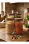 Set of 5 Optical Glass Jars with Bamboo Lids, Vacuum Food Storage Set (650 ml – 850 ml – 1100 ml) - 5