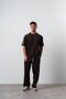 Men's Striped Detailed Regular Fit T-Shirt Trousers Set Brown