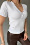 V-Neck Snap Fastener Camisole Crop-White White - 3