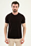 Plain Slim Fit Collar Detailed Crew Neck Men's T-Shirt Brown - 36874.26Y