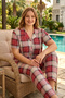 Plus Size Women's Short Sleeve Milan Fabric Pajama Set 50501-2174 Red02 - 3