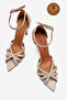 Genuine Leather Women's Beige Leather Thin Strap Thin Heel Designer Shoes Concafde - 5