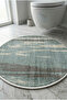 Round Multi-Purpose Bathroom Mat Non-Slip Base Foot Mat 50X50 Modern Patterned Soft Base - 2