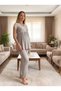 New Season Gray Maternity Summer Stylish Lace Detailed Short Sleeve Pajama Set with Breastfeeding Feature - 7