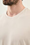 Plain Slim Fit Oversize Crew Neck Men's T-Shirt Beige - 36871.26Y - 2