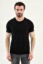 Plain Slim Fit Collar Detailed Crew Neck Men's T-Shirt Black - 36874.26Y