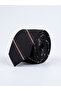 Black Color Striped Cotton Men's Tie - 7 cm Modern Cut Striped Design - 5