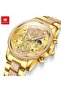 Gold Men’s Chronograph Quartz Watch with Wooden Center & Moon Phase