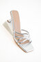 Silver Evening and Event Suitable Thin Strap Heeled Sandals 8 cm - 4