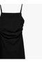 Slim Fit Square Neck Rope Strap Bodycon Midi Draped Dress - 3