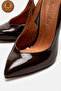 Genuine Leather Brown Patent Leather Pointed Toe Flat Sole Stiletto High Heel Shoes Nova - 3