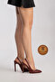 Genuine Leather Burgundy Leather Pointed Toe Flat Sole Stiletto High Heel Shoes Nova - 7