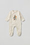 Baby Boy/Girl Romper with Booties Good Vibes Only Printed Snap Fastener Ecru Bodysuit Romper 5369 - 2